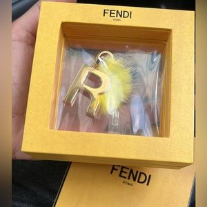 💛Mink Fur Fendi Yellow Alphabet Charm Letter R